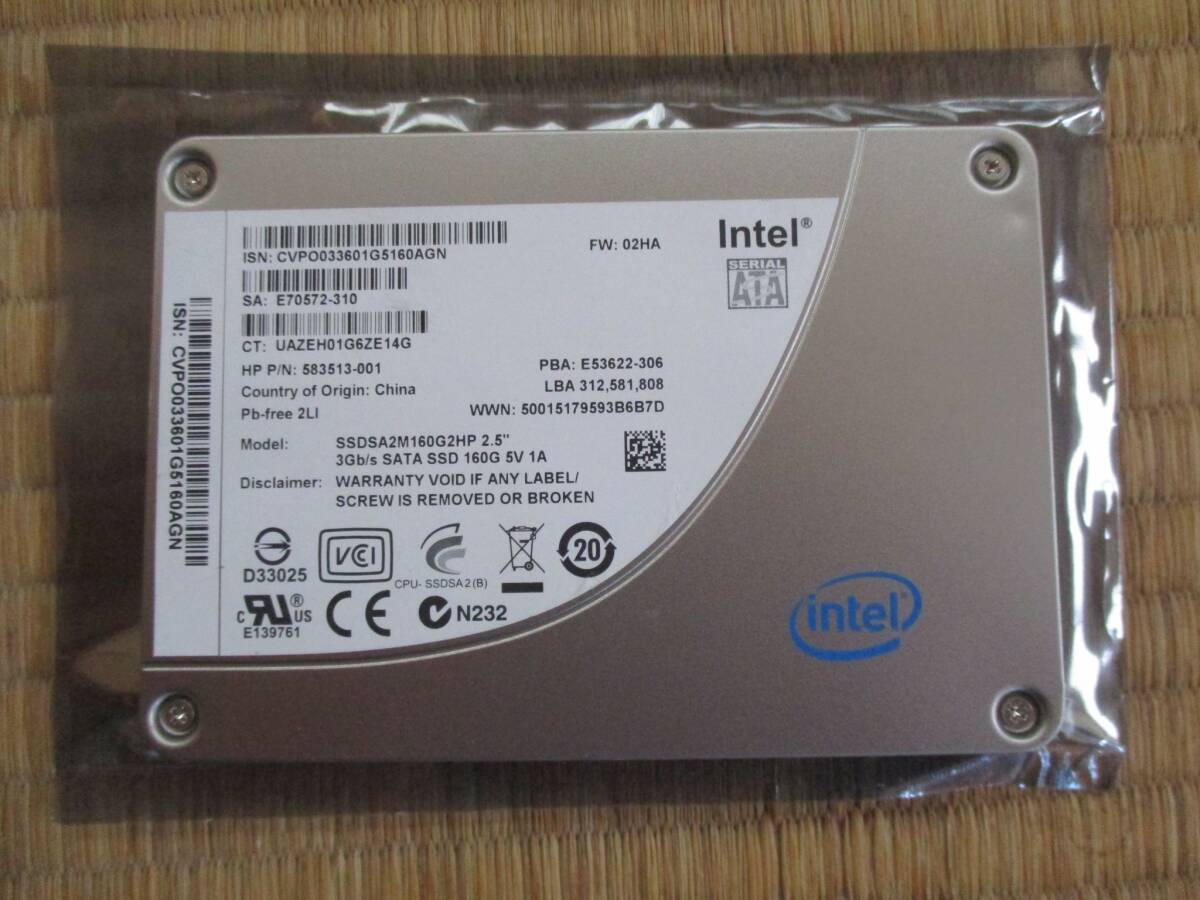 ★Intel SSD 160GB 146時間 エラーなし正常 使用時間少ない！★の画像1