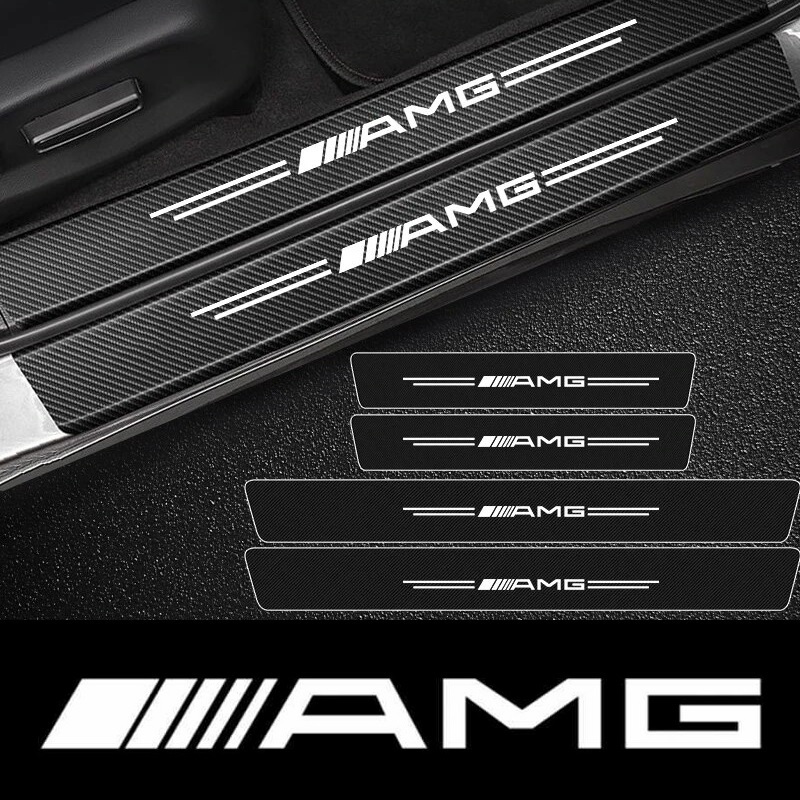  domestic delivery AMG Mercedes Benz door sill protector carbon fibre sticker entry guard door sill scuff plate f