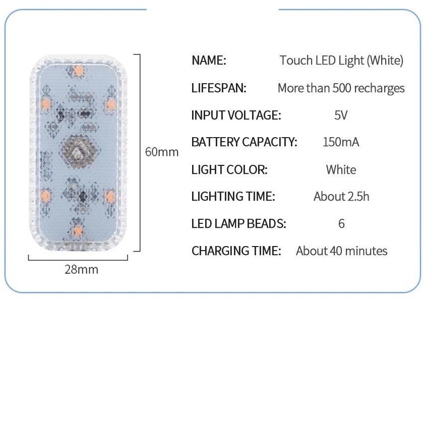 LED タッチライト ミニ ワイヤレス ルームランプ USB充電 車内照明 ドアフットトランク収納ボックス 屋根 天井 読書灯 n_画像10