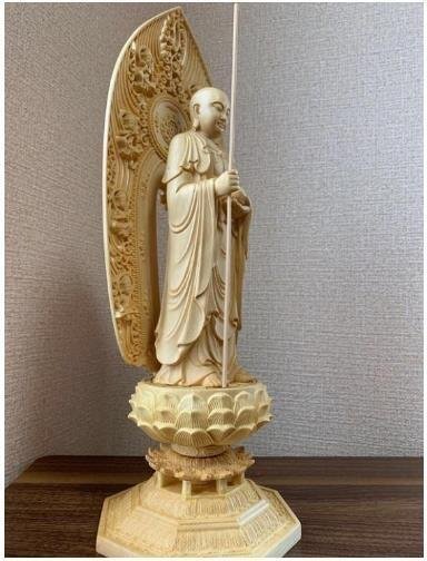 極上品★仏像　彫刻 木彫　地蔵菩薩像　檜木 高43cm_画像3