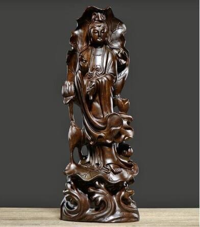 popular new goods * Buddhism fine art precise skill tree carving ebony tree . sound bodhisattva image Buddhist image ornament height 50cm