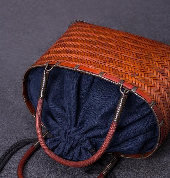 新入荷★手作りの竹編みバッグ、ハンドバッグ織バッグ、竹バスケットバッグ_画像3