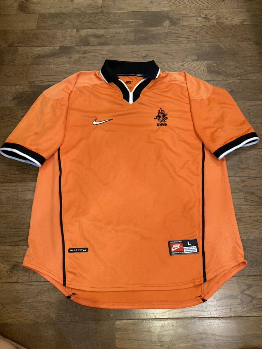 [Nike Japan подлинное] 1998 г. Голландский национальный дом реплика униформы размером с короткий рукав британский футбол