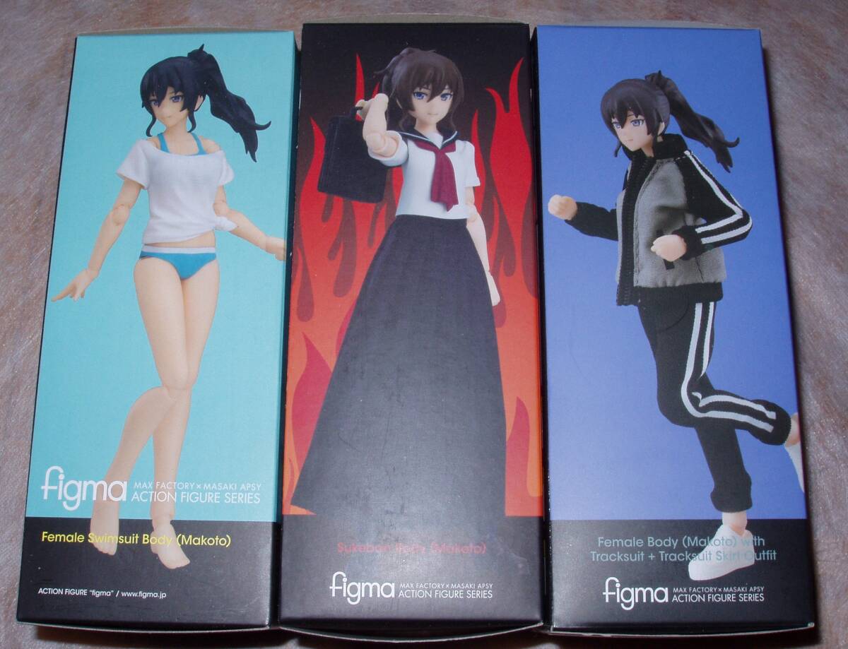 figma 488 526 601 女性body(マコト) ３種セット( 水着　/ スケバン　/ with ジャージセットアップ+ジャージスカートコーデ ）_右側