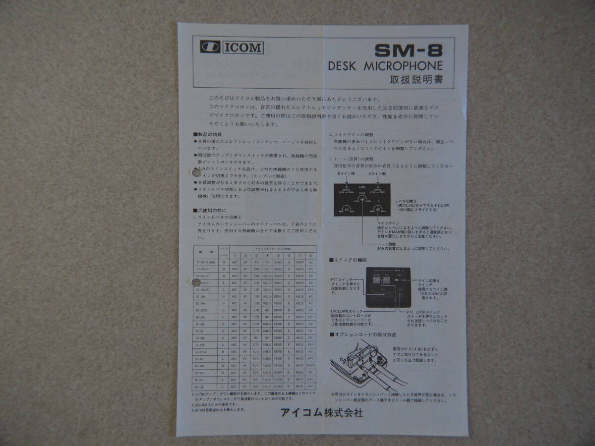 ICOM アイコム SM-8 デスクマイクロホン 中古 動作品_画像8