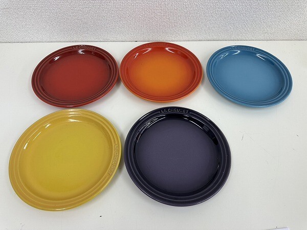 E193-J9-3508 欠品あり緑.グリーンなし LE CREUSET ル・クルーゼ Rainbow Set of 6 Ted Plates 18ｃｍ 現状品①の画像2