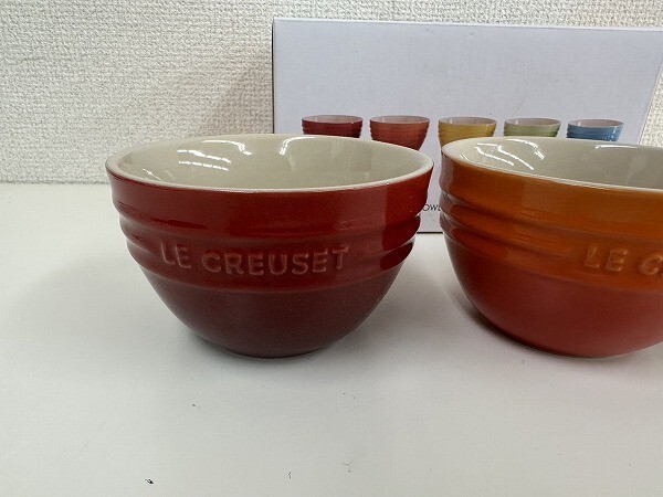 E194-J9-3510 欠品あり 黄色.水色なし LE CREUSET ル・クルーゼ SET OF SMALL Rice Bowls ライスボウル 現状品①の画像3