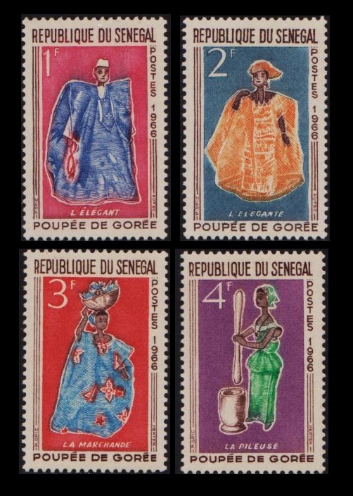 zα235y1-4s セネガル1966年 ゴレ人形・4枚完の画像1