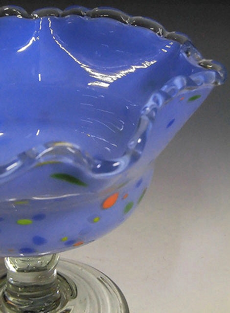 玉縁青色吹雪文様ガラスコンポート /氷コップの画像6