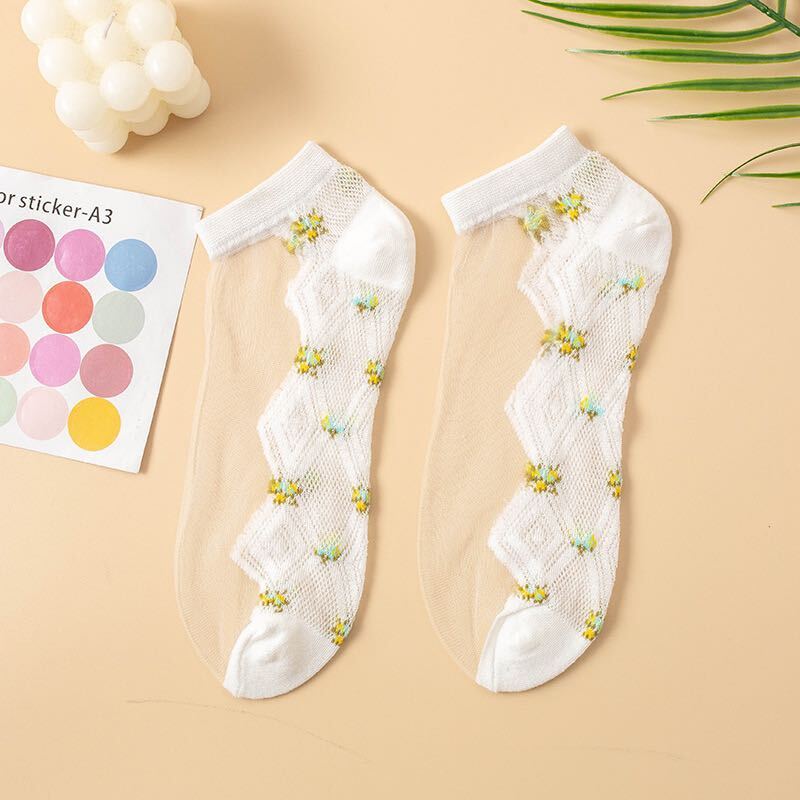  новый продукт товар женский носки 5 пар комплект симпатичный прозрачный цветочный принт гонки .... носки продажа комплектом женщина носки 