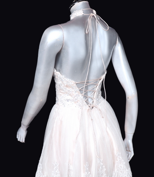 カラードレス JEAN MACLEAN ホルターネックドレス 横ファスナー 編み上げ 発表会 舞台衣装 中古の画像6