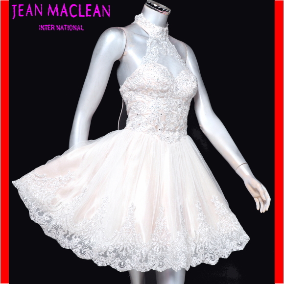 カラードレス JEAN MACLEAN ホルターネックドレス 横ファスナー 編み上げ 発表会 舞台衣装 中古の画像1