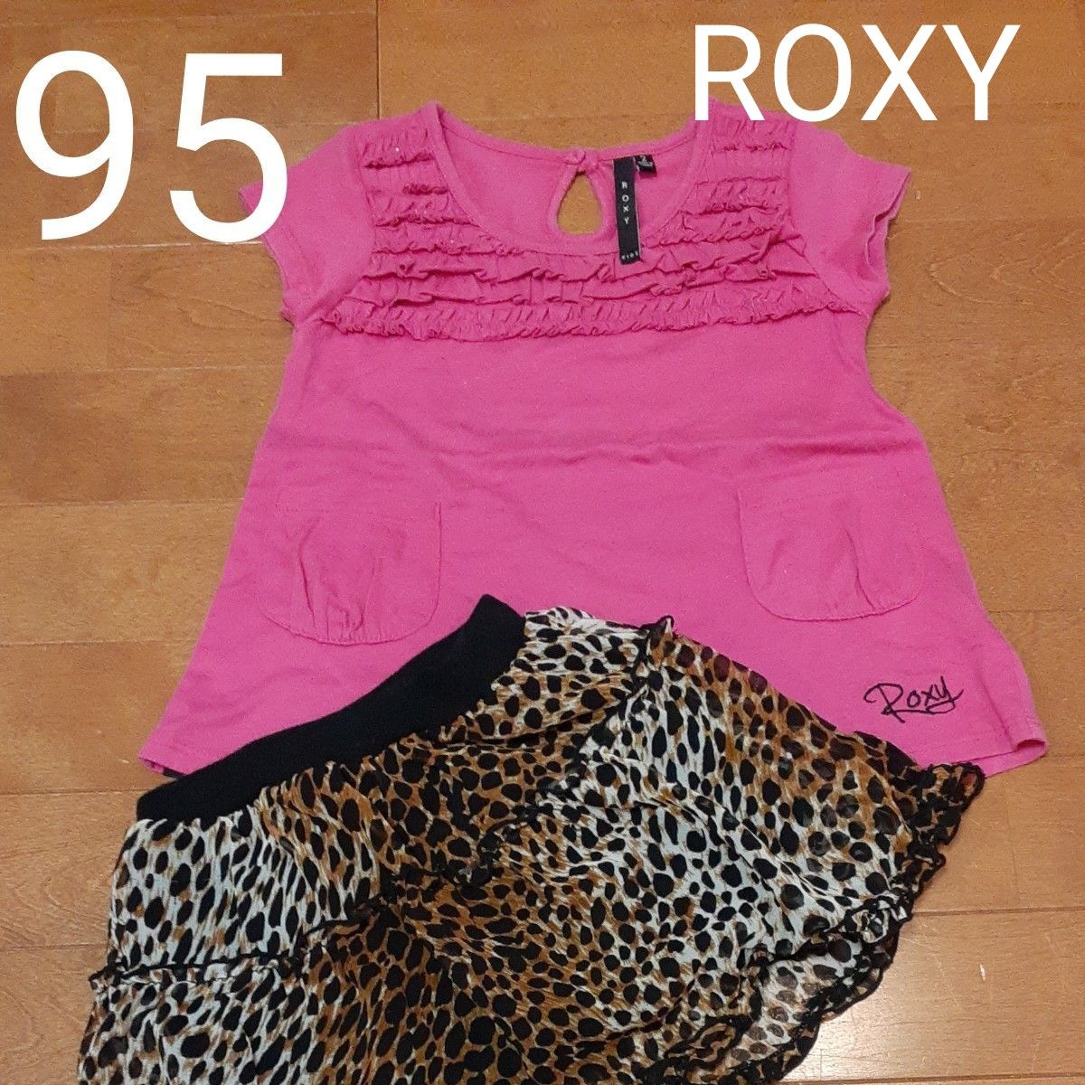 ROXY チュニックサイズ2 & フレアミニスカート 95 レパード  女の子 半袖