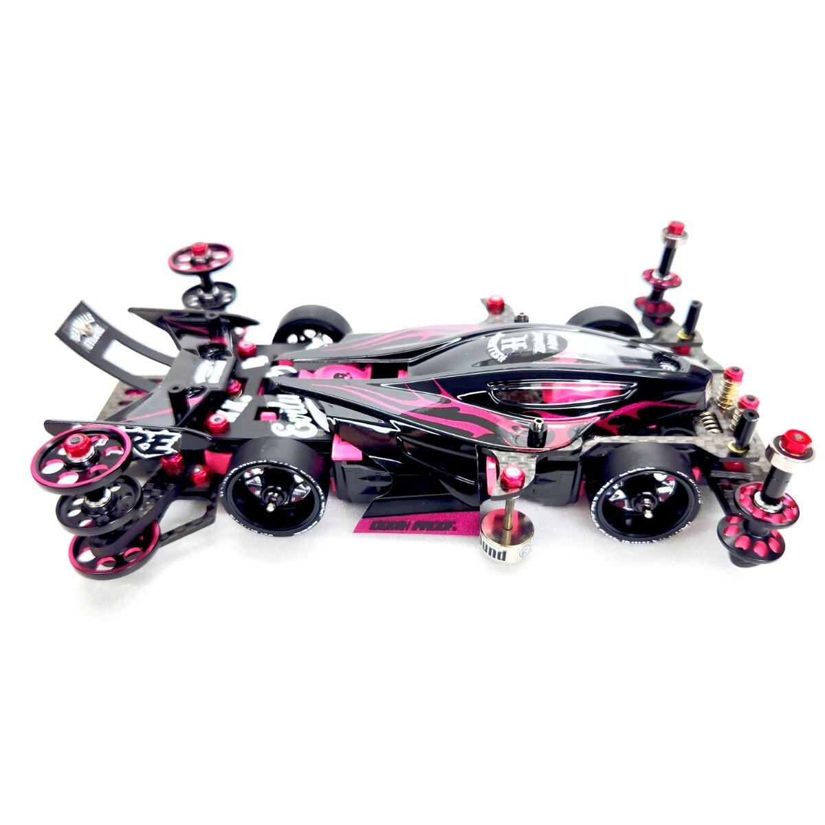 ミニ四駆 デュアルリッジJr 完成品 MSフレキ フルカスタムピンク ミニ四駆 デュアルリッジJr 完成品 MSフレキ フルカスタムピンク