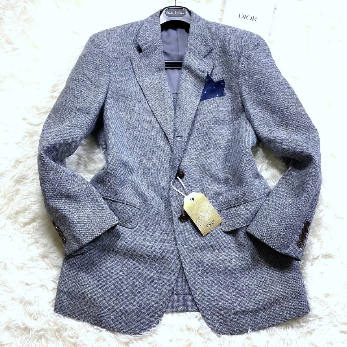  ultimate beautiful goods Christian Dior tailored jacket XL.LL~Lme Ran ju... mesh ground high class silver tag unlined in the back large spring summer direction Homme Christian Dior Homme 