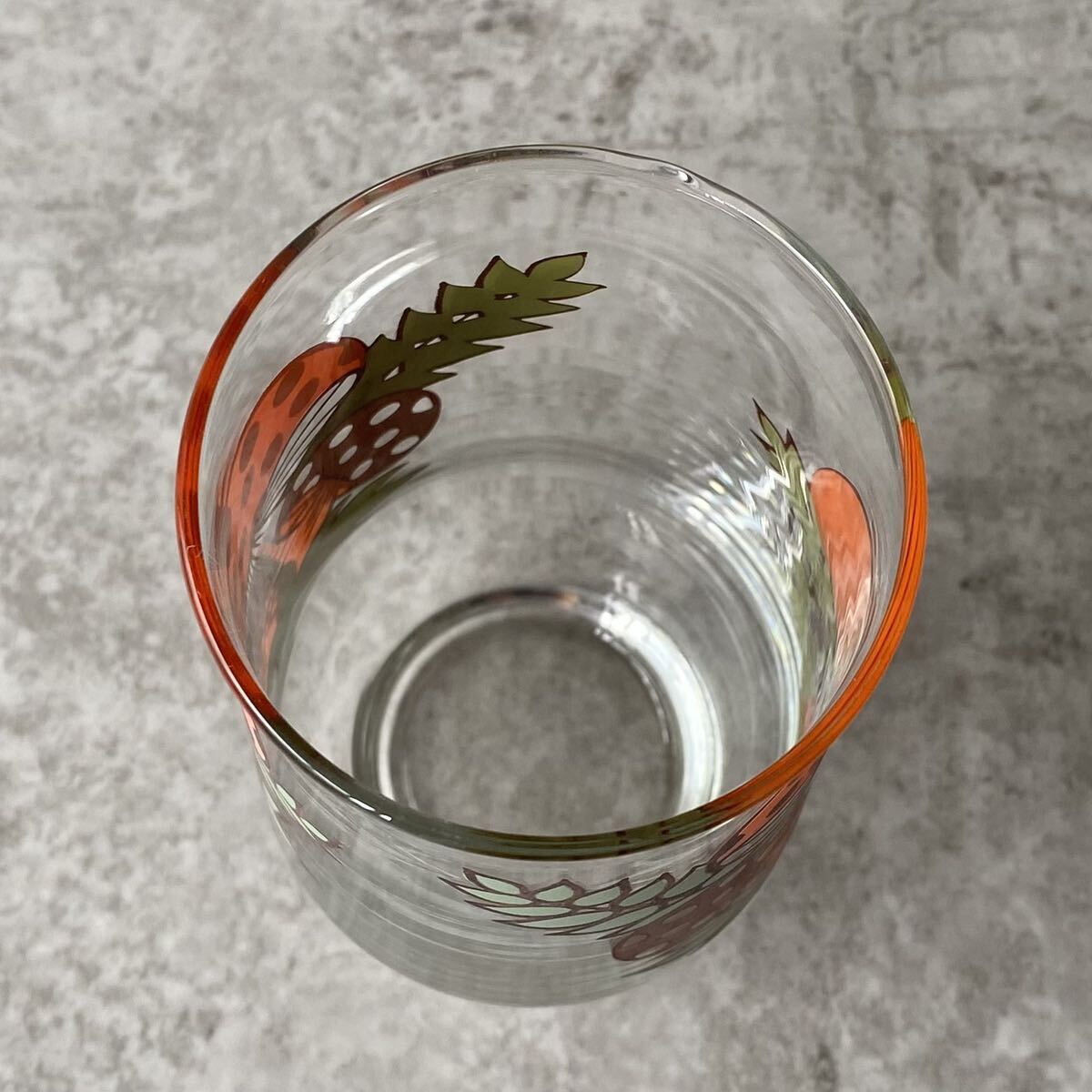 ヴィンテージ ビンテージ タンブラー グラス コップ きのこ マッシュルーム ガラス / レトロ レトロポップ アメリカ 古い 食器 雑貨 小_画像5