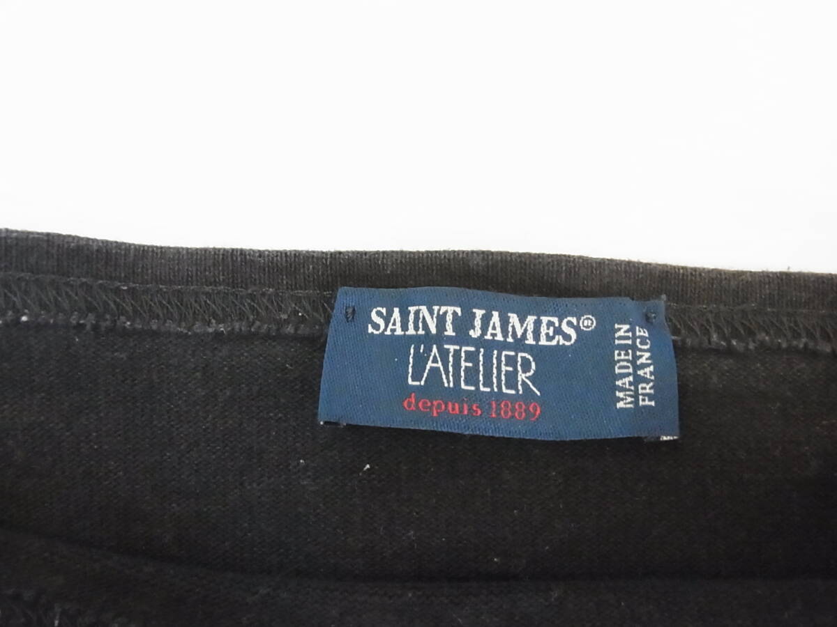 SAINT JAMES セントジェームス★長袖ボートネックカットソー★黒 Size 6 / L コットン100%_画像2