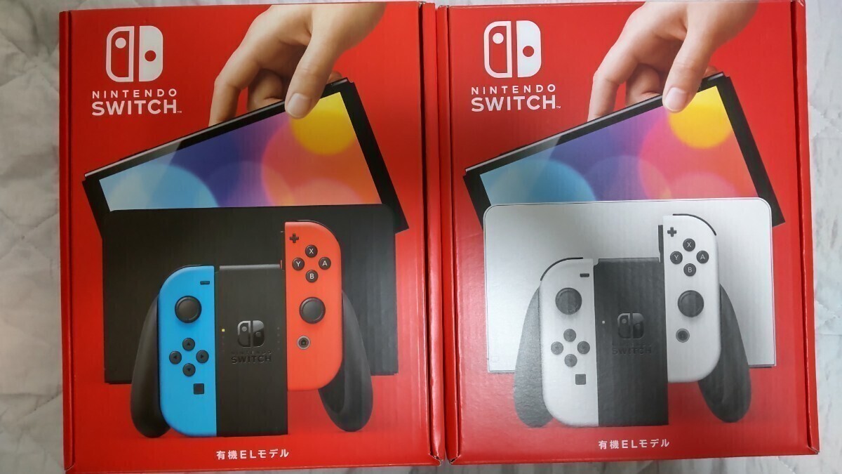 【新品未使用】Nintendo Switch 有機ELモデル ネオンブルー ネオンレッド＋ホワイト各色２個☆合計4個セット(バラ売り不可)の画像1