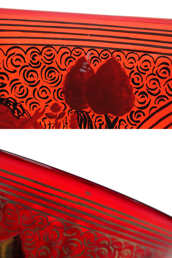 6NB BAROVIER バロヴィエ MURANO ムラーノグラス ウェディングカップ ゴブレット エナメル装飾 レッド 赤の画像10