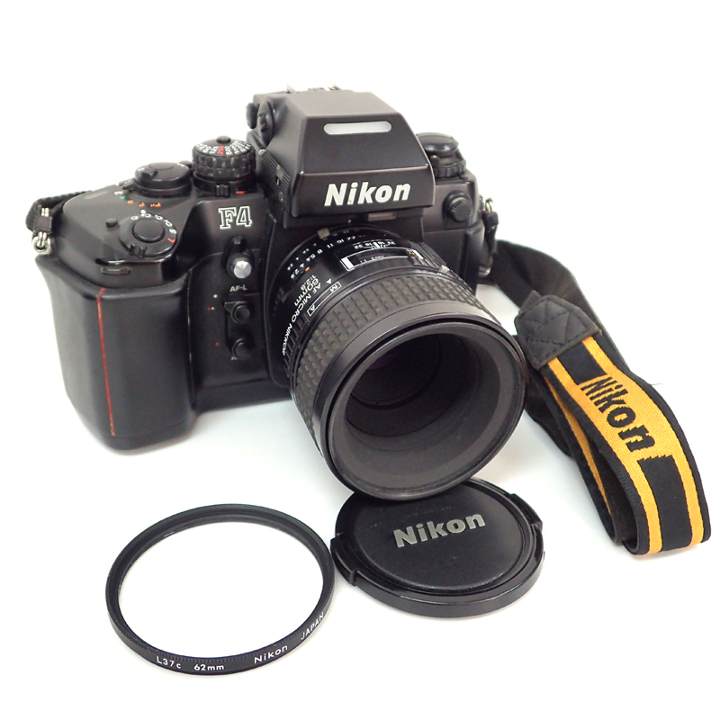 565【売切り】Nikon ニコン F4 フィルム一眼レフカメラ マイクロレンズ付き AF MICRO NIKKOR 60mm F2.8Dの画像1