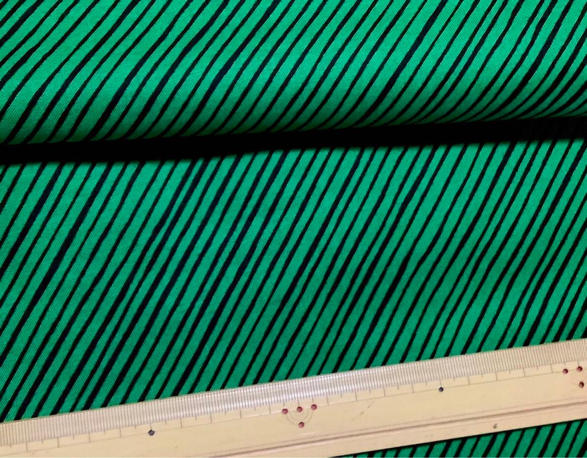 45cm USAコットン ロラライハリス Quirky Bias Stripe グリーン 緑