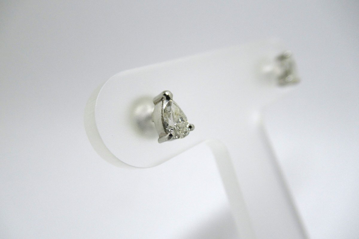 【新品仕上げ済】 Pt900 ダイア 0.47ct ピアス 一粒 両耳 アクセサリー 雫 プラチナ ランクA diamond NBJ_画像3