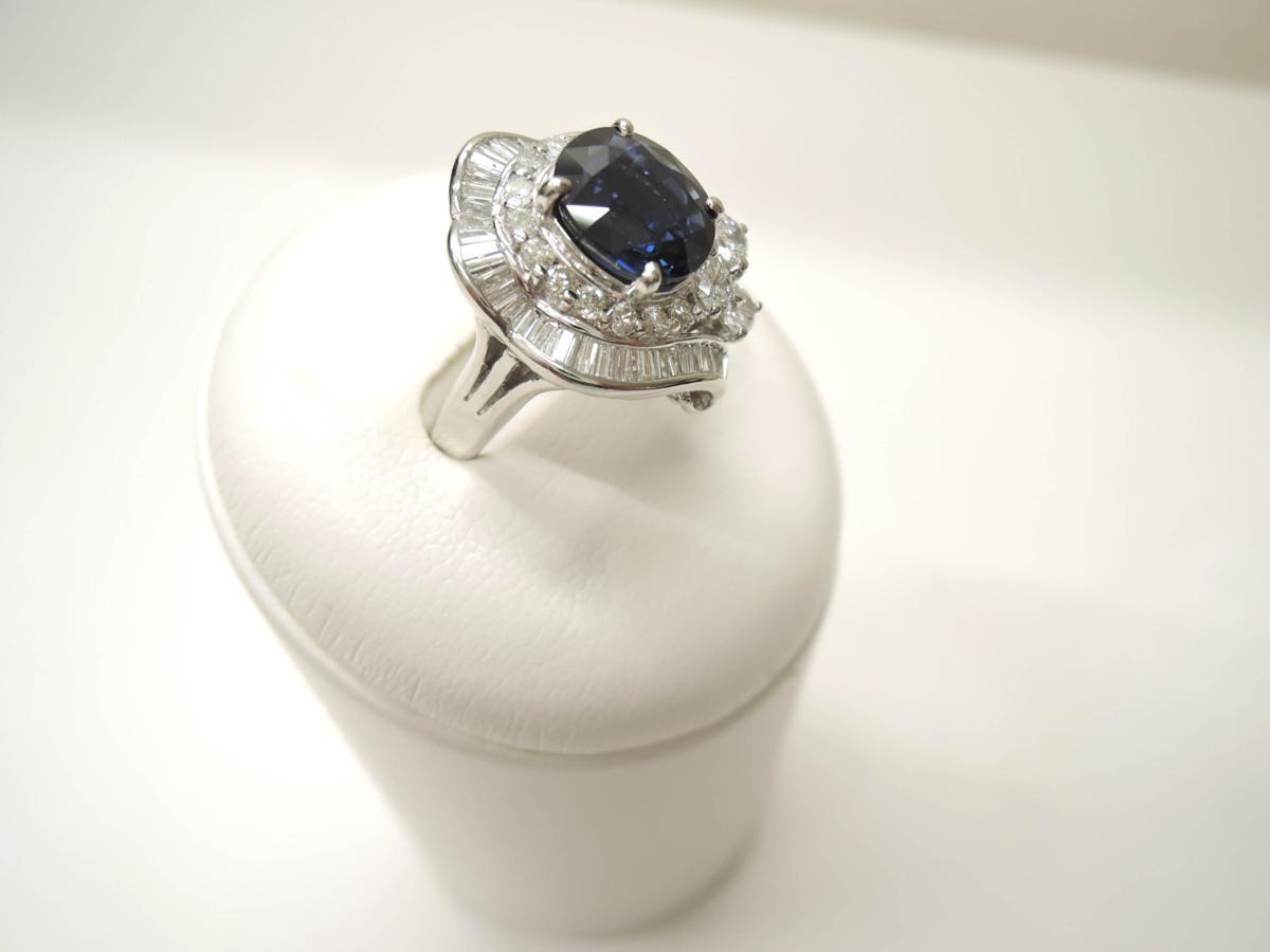 【新品磨き済】Pt900 サファイア3.31ct ダイヤ1.50ct リング指輪 サイズ12号 ソーティング付 プラチナ ジュエリー アクセサリー NBJ_画像3