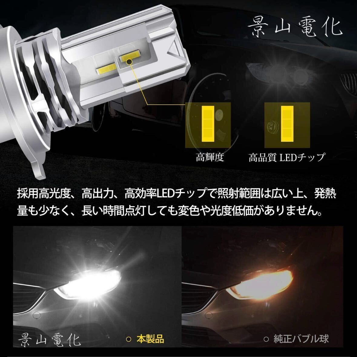 H4 LED ヘッドライト 最新型 バルブ フォグランプ 車 Hi/Lo 16000LM トヨタ ホンダ スズキ 日産 スバル 三菱 マツダ 車検対応 白 &M3-eの画像4