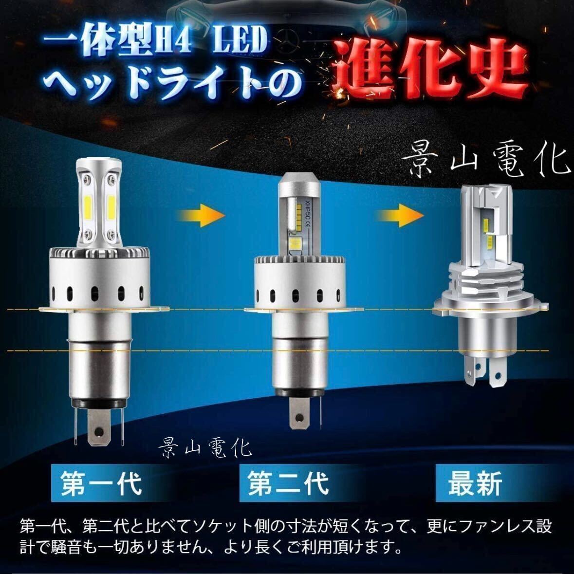 H4 LED ヘッドライト 最新型 バルブ フォグランプ 車 Hi/Lo 16000LM トヨタ ホンダ スズキ 日産 スバル 三菱 マツダ 車検対応 白 &M3-eの画像3