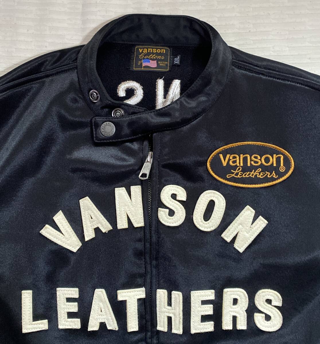 ライダースジャケット XXL vanson/ヴァンソン 黒色系 ボストンメーカー ストレッチ・・新品29.000円以上品 古着品の画像2