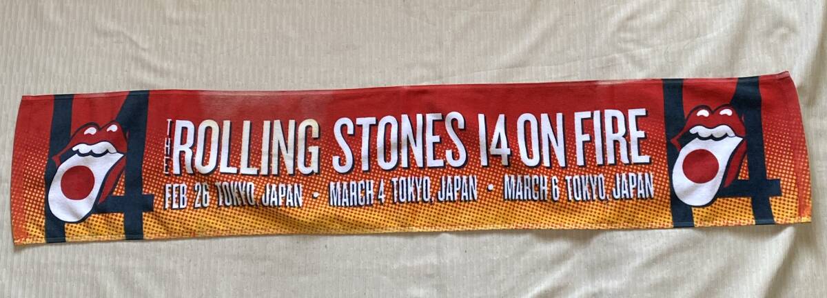 スポーツタオル ローリングストーン/ROLLING STONES 14 ON FIRE 日本公演レア品○○焼け有り/未使用品_画像1