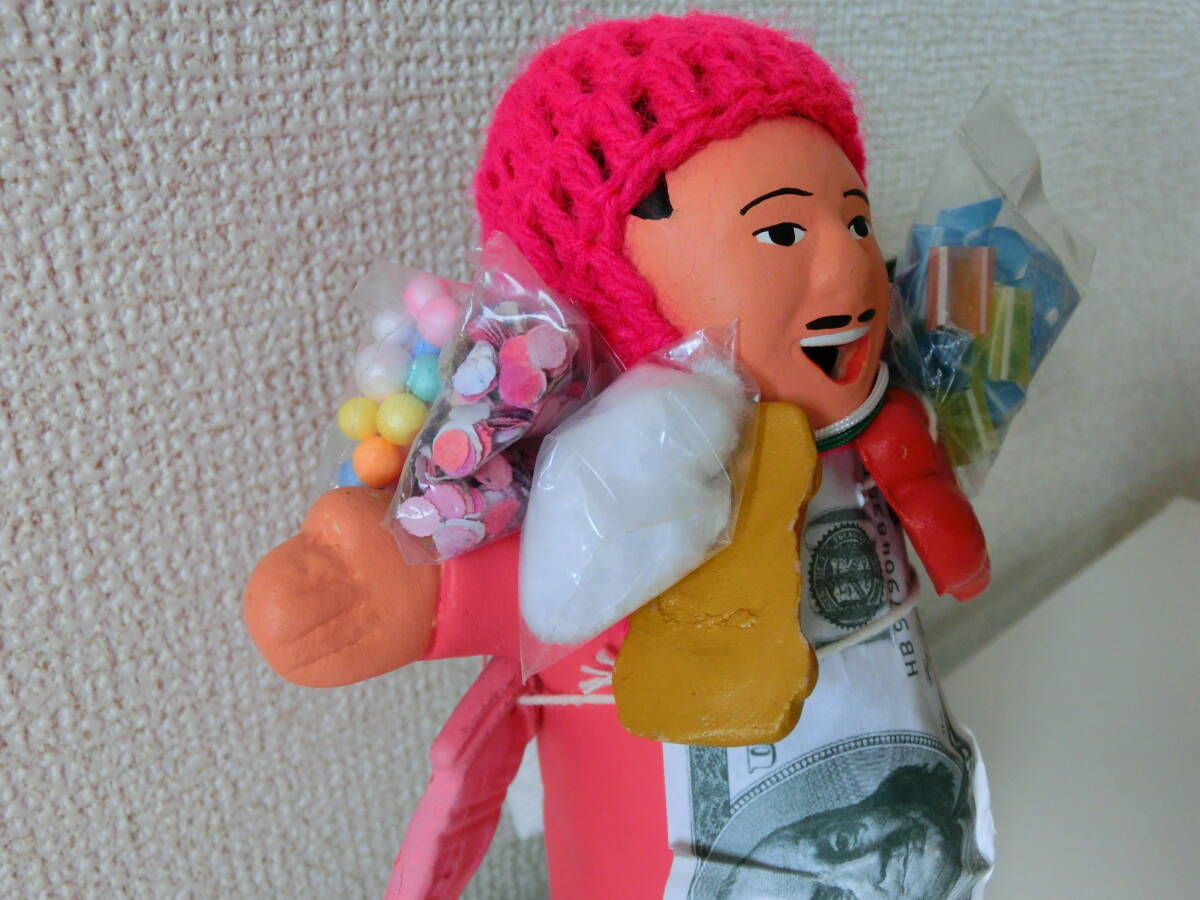 中古品 保管品 エケコ人形 約16cm ピンク 幸運 開運 招福 雑貨/激安1円スタートの画像3