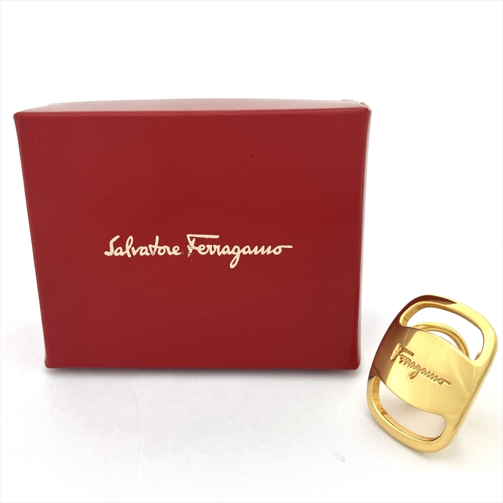 フェラガモ Ferragamo ヴァラ スカーフリング メタル ゴールド 小物 アクセサリー_画像1