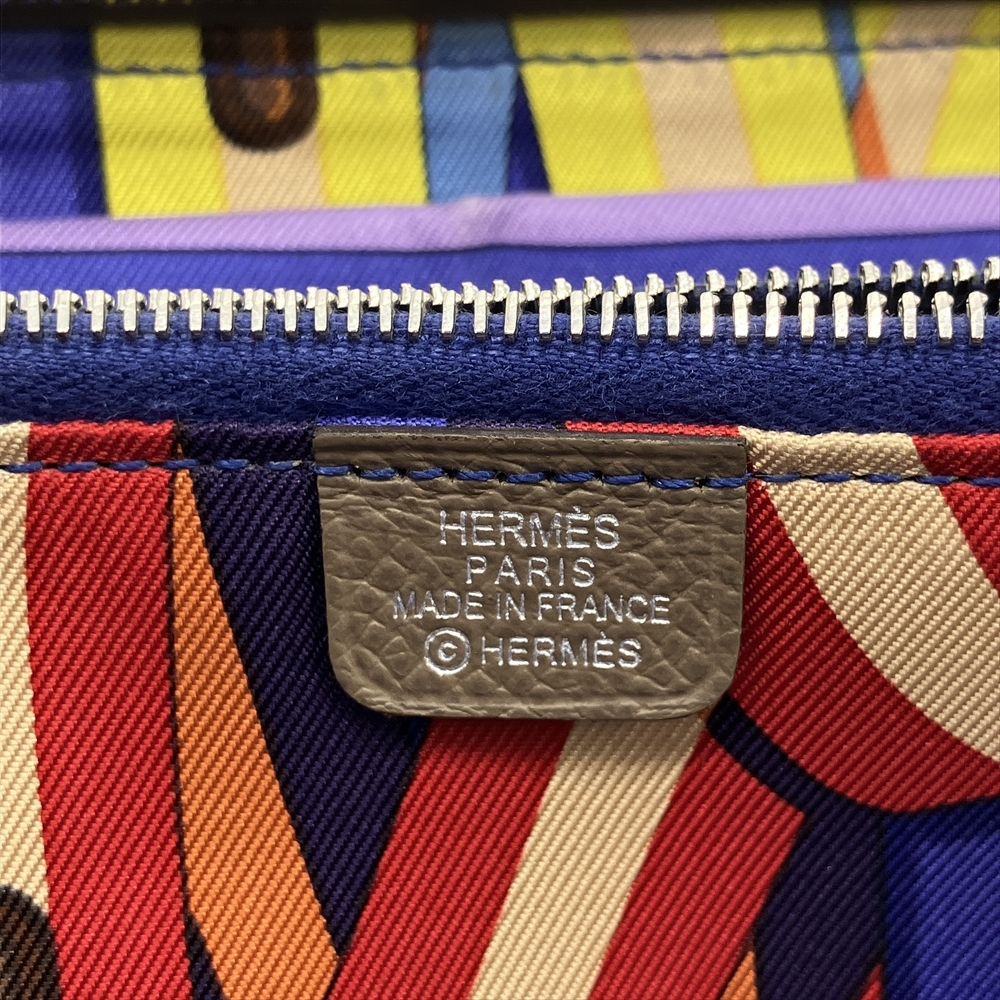 エルメス HERMES アザップ ロング シルクイン 長財布 ヴォーエプソン A刻印 エトゥープ シルバー金具 グレージュ_画像8