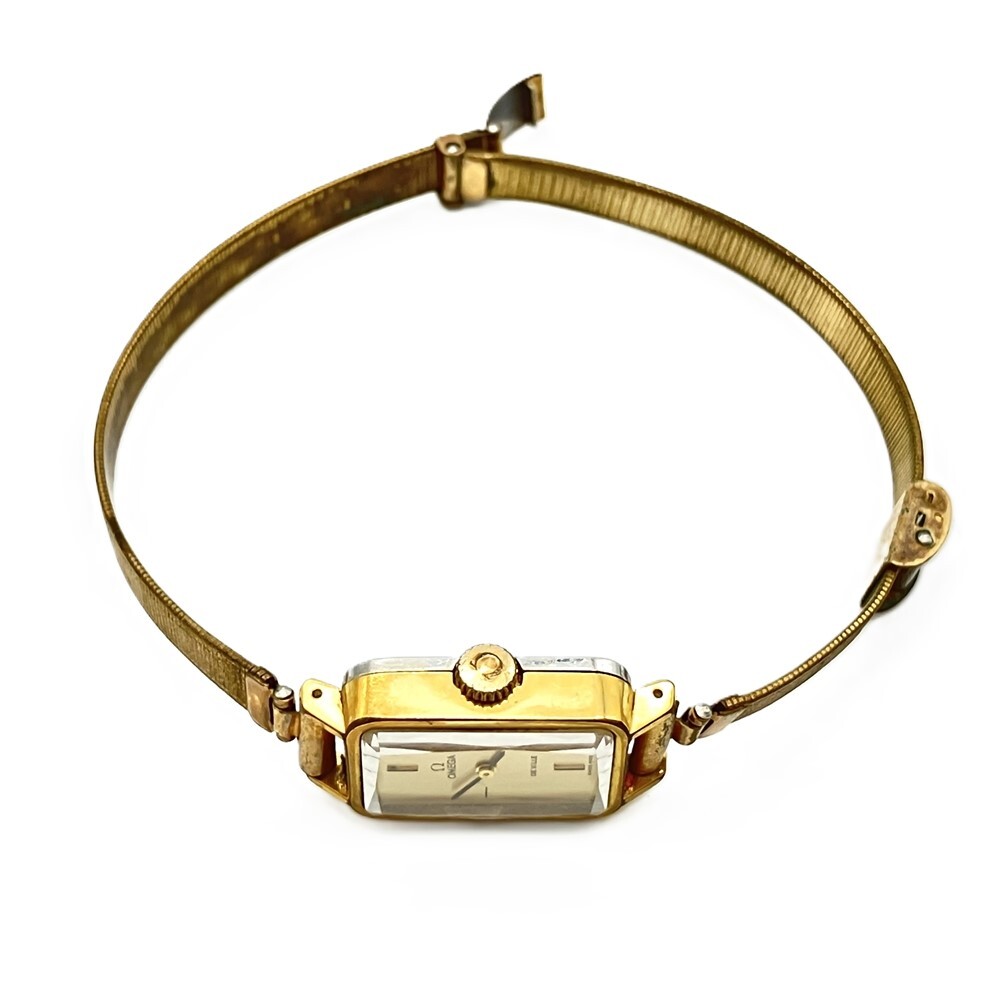 オメガ OMEGA デヴィル DE VILLE 腕時計 ゴールド文字盤 稼働品 手巻き 機械式 スクエア レディースの画像5