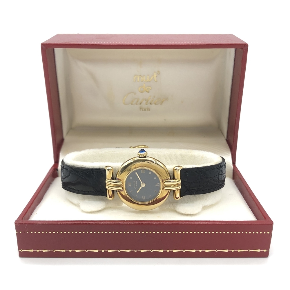 カルティエ Cartier マストコリゼ ヴェルメイユ 腕時計 ブラック文字盤 稼働品 レディース_画像9