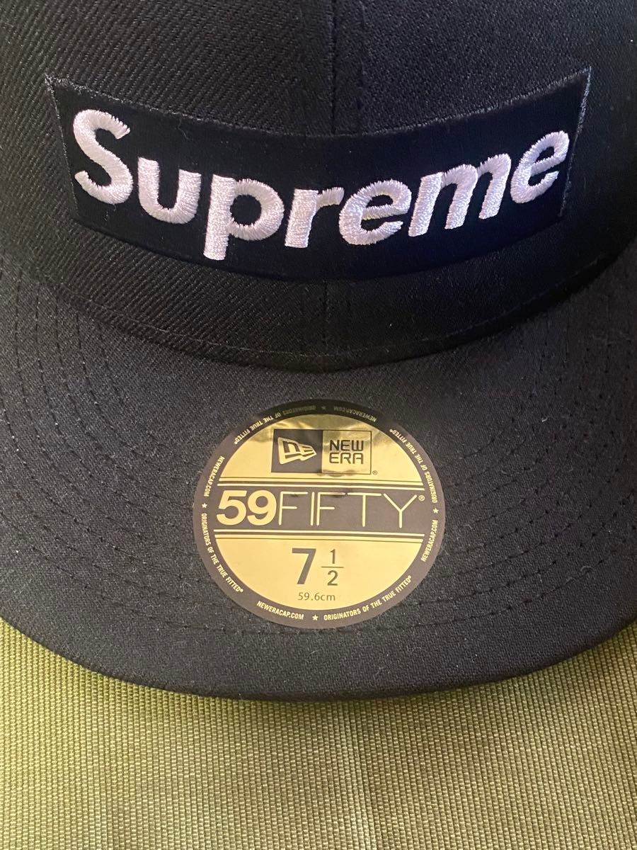 Supreme New Era キャップ 7 1/2 帽子 No Comp Box Logo ロゴ ブラック