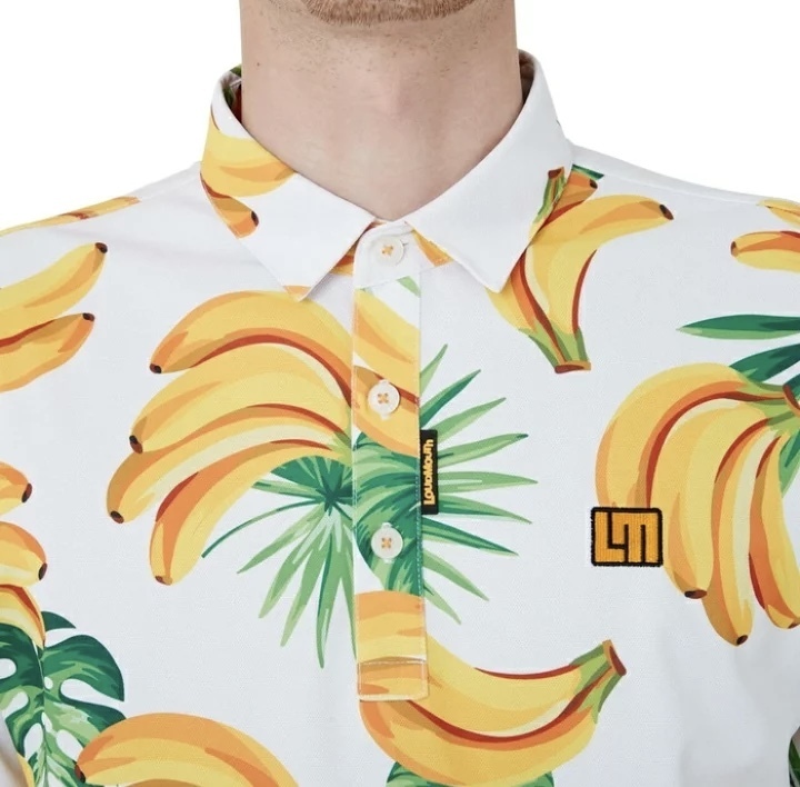 ★送料無料・未使用★Loudmouth ラウドマウス ストレッチゴルフポロシャツ Bananas-White　バナナホワイト M 定価約12,100円_画像3