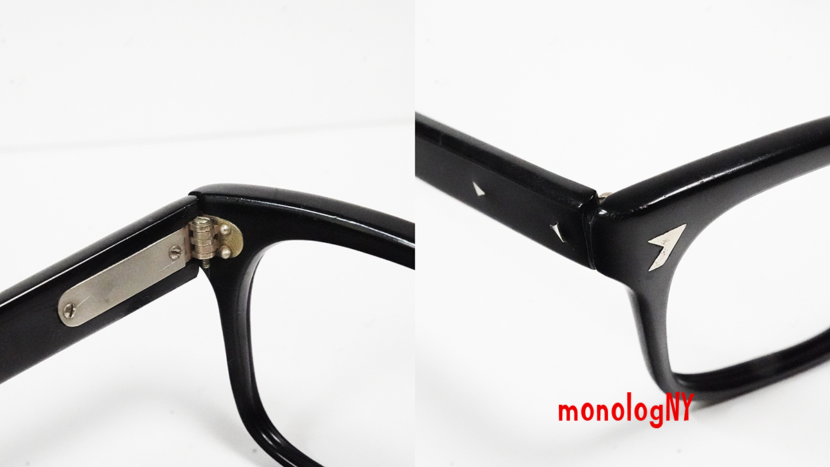 1960s イタリア製 ITALY 黒セルビンテージ眼鏡フレーム Vintage ウエリントン型 BLACK お洒落メガネ＆サングラスの画像8