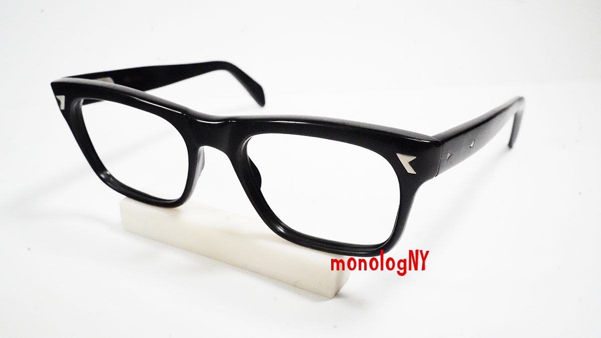 1960s イタリア製 ITALY 黒セルビンテージ眼鏡フレーム Vintage ウエリントン型 BLACK お洒落メガネ＆サングラスの画像4