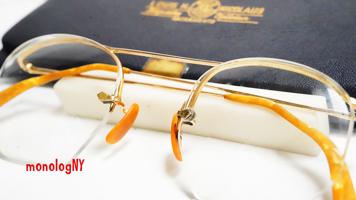 1940s ボシュロム B&L ビンテージ12KGFゴールド金張り眼鏡フレーム NUMONT ハーフリム FUL-VUE ベークライト製テンプル 超希少メガネの画像10