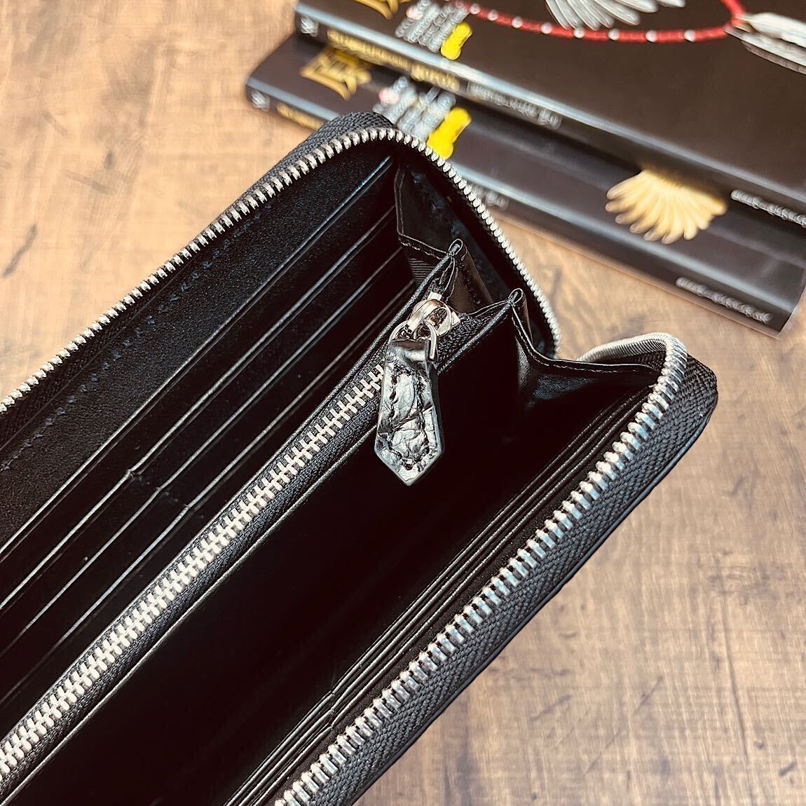  the truth thing photographing one sheets leather crocodile long wallet men's round fastener purse new goods free shipping 1 jpy wani. eyes ground dyeing men's purse leather purse black 