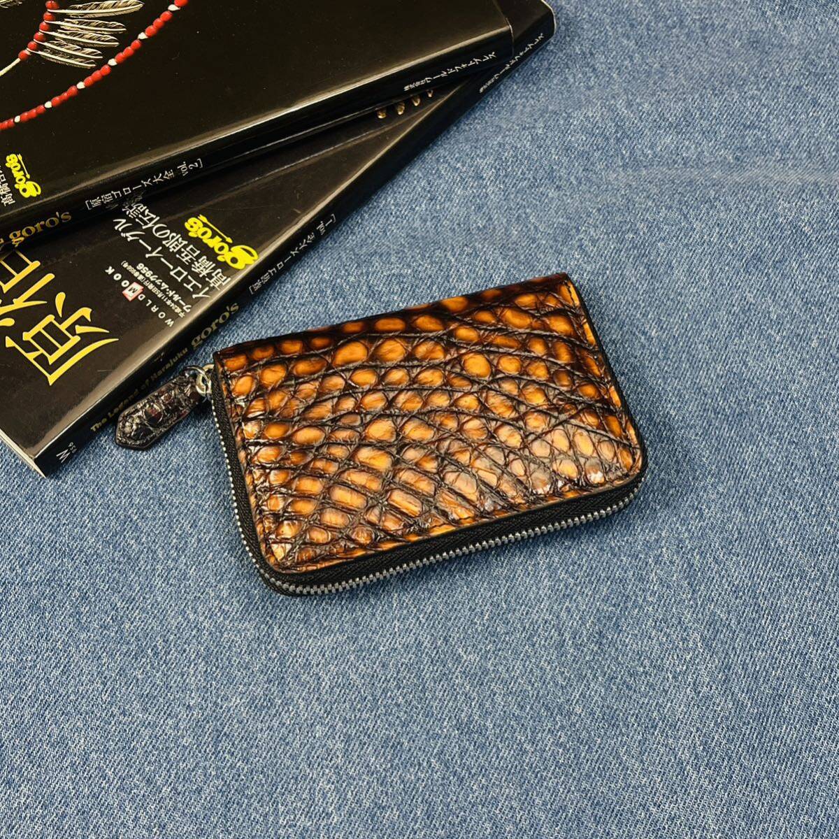 [ yellow diamond ] the truth thing photographing crocodile round fastener wani. eyes ground dyeing compact purse men's purse middle wallet 