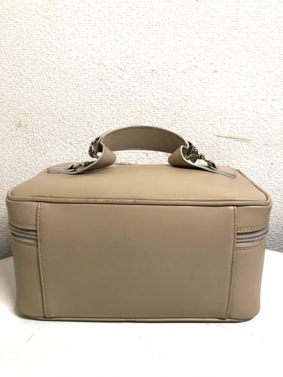 GUCCI グッチ レザー バニティバック ハンドバック コスメバック ベージュ シルバー金具 032-1956-0140 訳有りの画像3