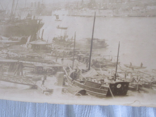 戦前中国◆上海外灘（バンド）◆超横長パノラマ写真◆港内に軍艦の船影三隻◆ゆうぱっく60サイズの画像8