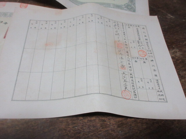 . effect stock certificate * Taisho 8* Karatsu alcohol corporation *3 sheets 