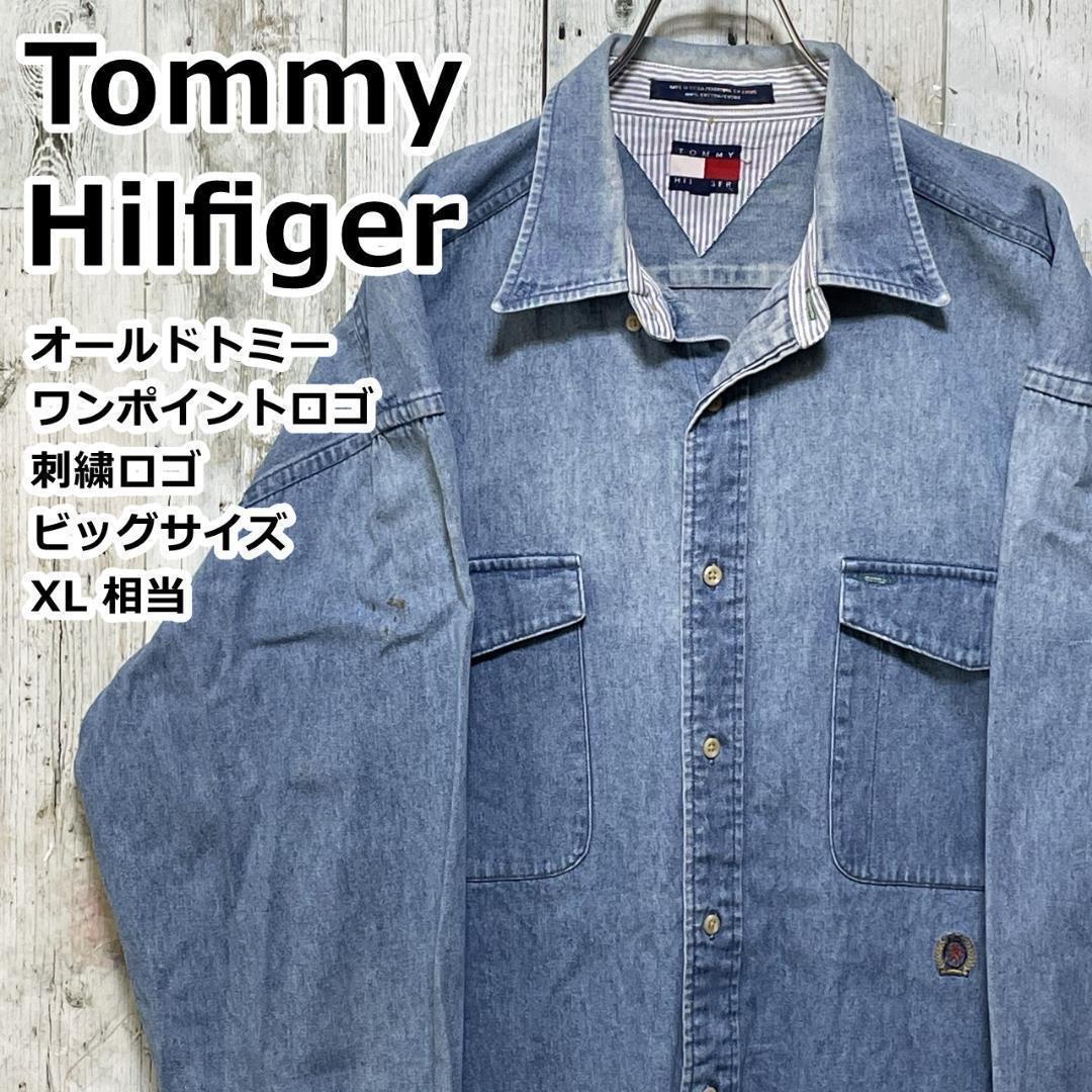 Tommy Hilfiger トミーヒルフィガー オールドトミー デニムシャツ 刺繍ロゴ XL相当 90s_画像10