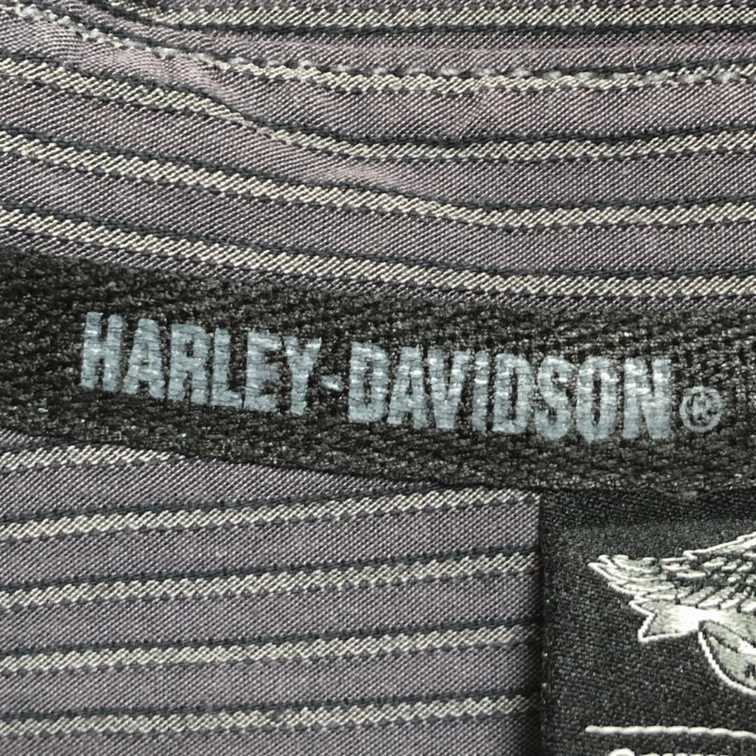 人気★HARLEY-DAVIDSON ハーレーダビッドソン 両面刺繍ロゴ ストライプ 2XL 長袖シャツ 90s ビッグサイズ オーバーサイズ_画像5