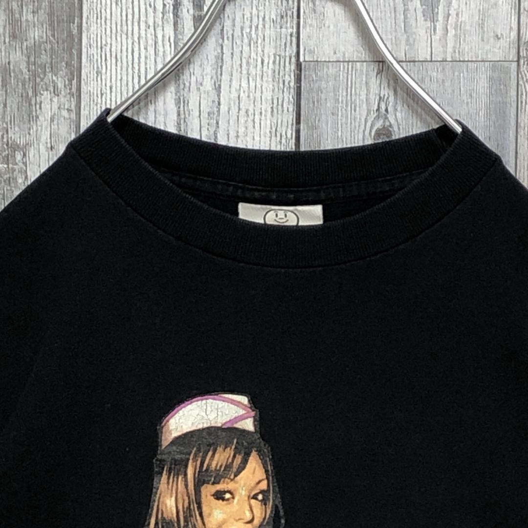 ロッキンジェリービーン アイスクリーム 日本製 セクシー美女 ビッグプリント 黒 Tシャツ_画像9