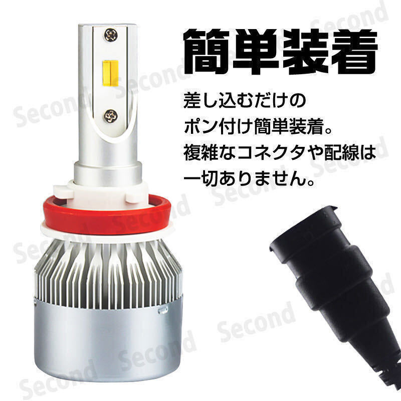 LED バルブ ホワイト フォグランプ ヘッドライト 7600lm 6000K 3800lm H8 H9 H11 H16 LEDフォグランプ LEDヘッドライト 白 安心保証の画像5